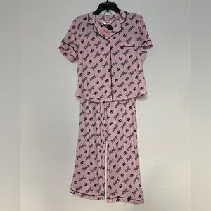 Juicy Couture Pink Logo & Crown Short Sleeve Pajama Set Medium, XL